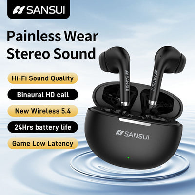 US Warehouse Sansui W6 TWS ENC Noise Reduction Call Earbuds Gaming In-Ear Hi-Fi Stereo Sound Wireless Bluetooth Earphone Airbuds