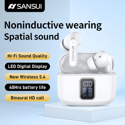 Sansui W9 TWS Binaural HD Call Noise Reduction CE FCC Rohs Fone De Ouvido Hi-Fi Sound Gaming Wireless Bluetooth Earphone Earbuds